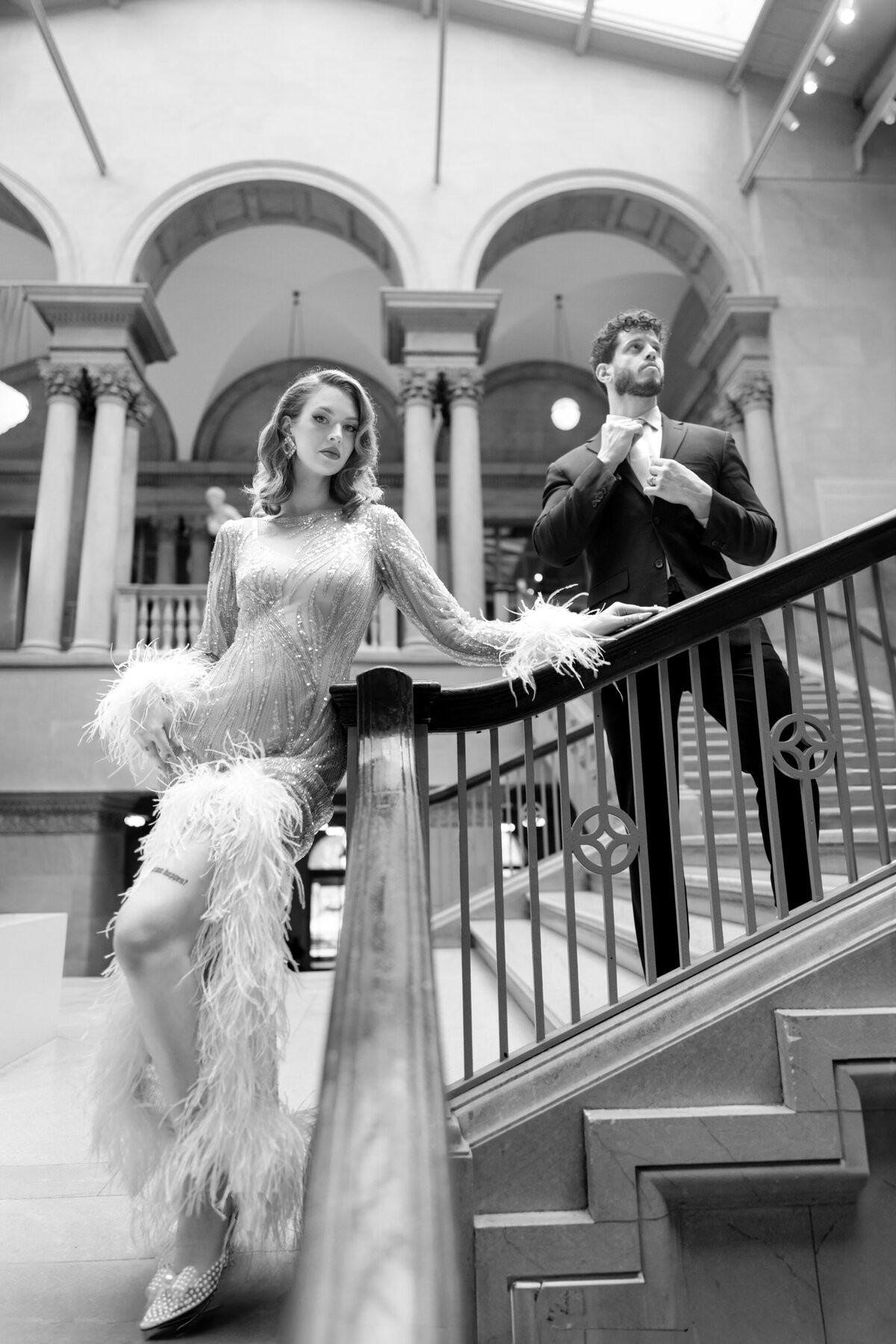 Berlez-Aspen-Avenue-Chicago-Wedding-Photographer-Glam-Atelier-Clair-De-Lune-Vintage-Bob-Mackie-Sheer-Beaded-Gown-Luxury-Engagement-Art-Institute-of-Chicago-South-Garden-54