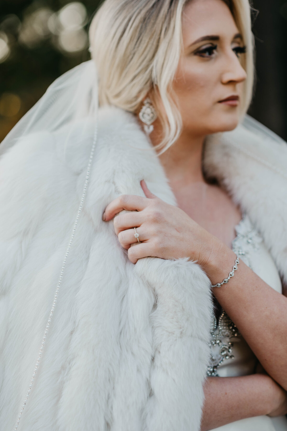 A bride with a fur cover
