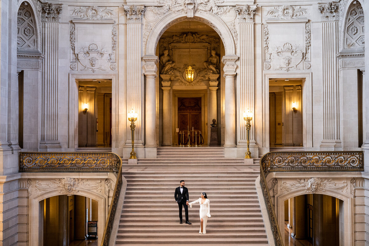 San Francisco City Hall Wedding Photo Staircase