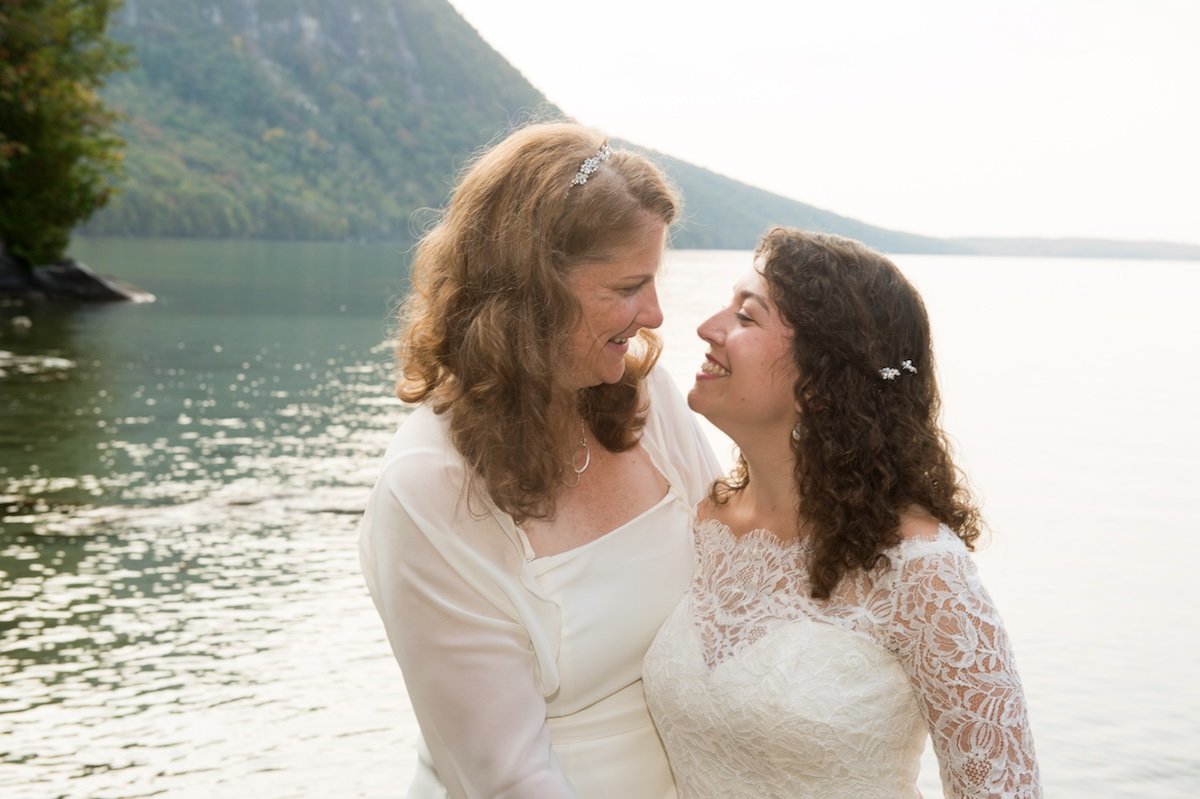intimate outdoor same sex wedding ceremony at Vermont's Notch House 2