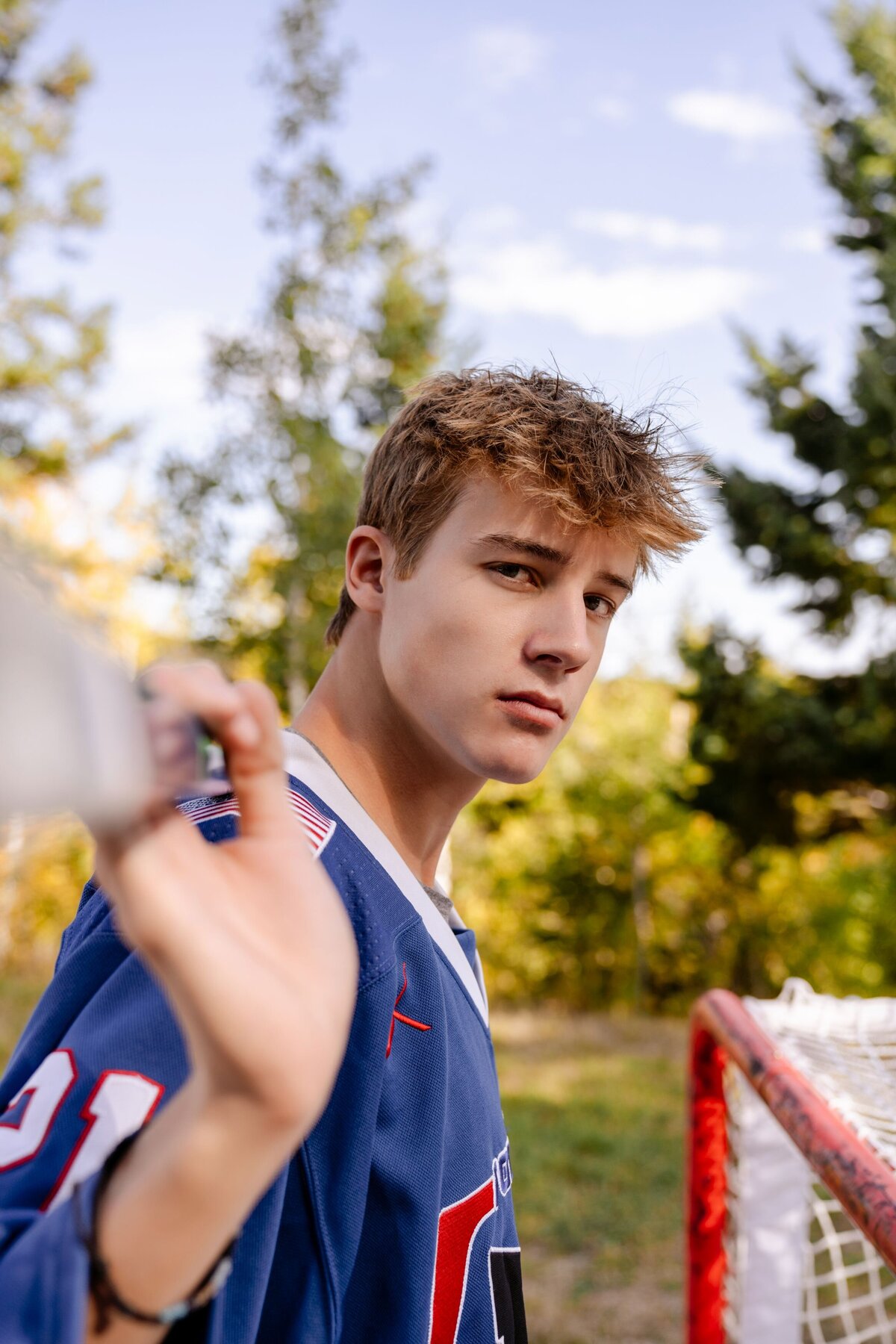 denver senior photography - boy in jersey