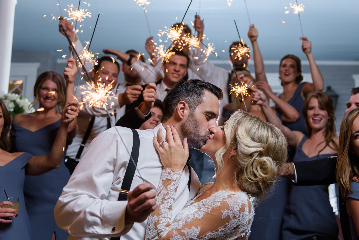 Groom dips the Bride surrounded by Sparklers at the Orlo in South Tampa