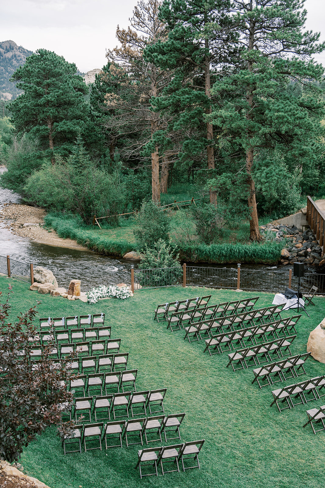 View of the ceremony from the deck at the Landing in  Estes Park.