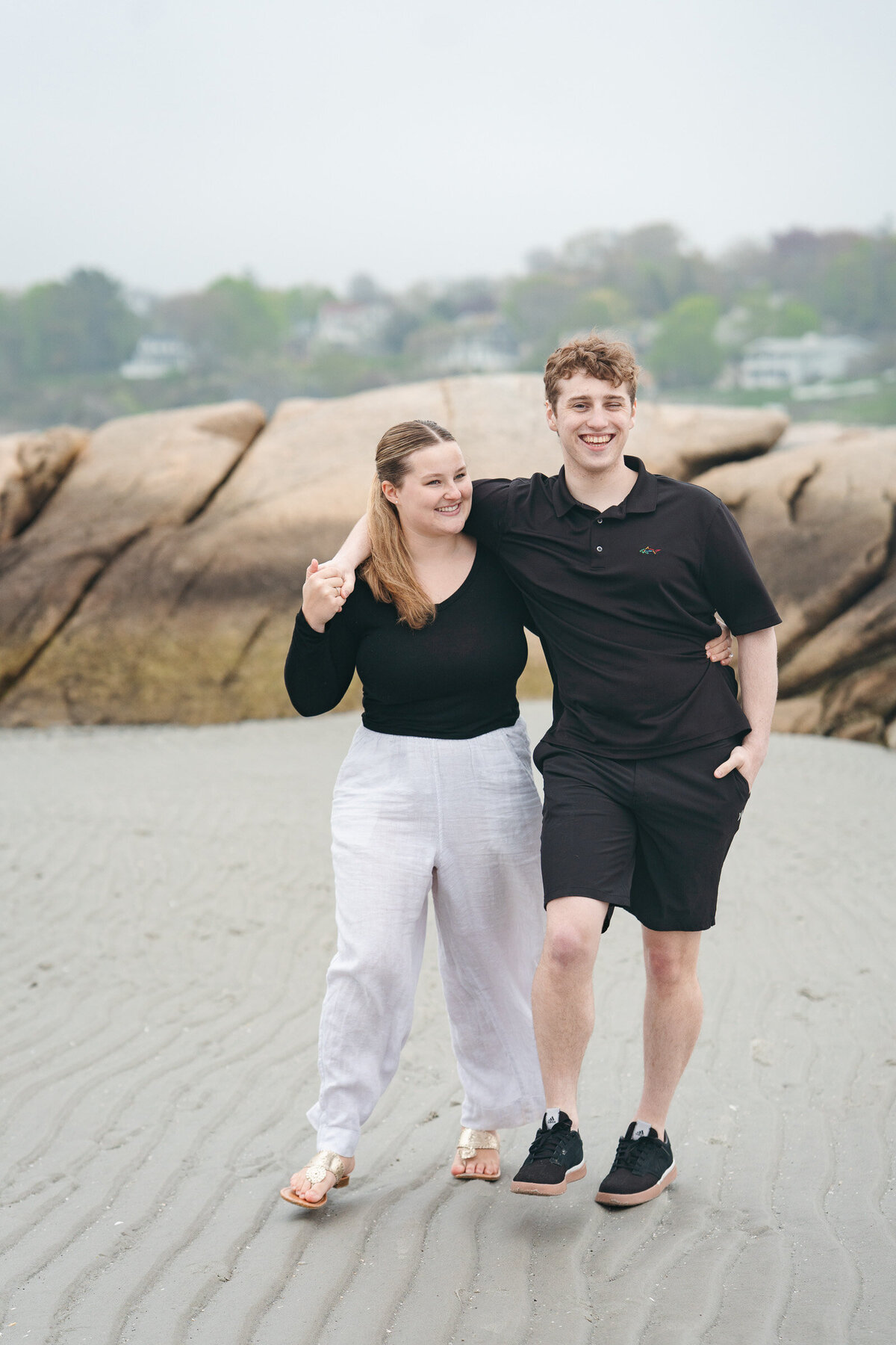 Massachusetts coastal engagement photographer capturing portraits at Wingaersheek Beach