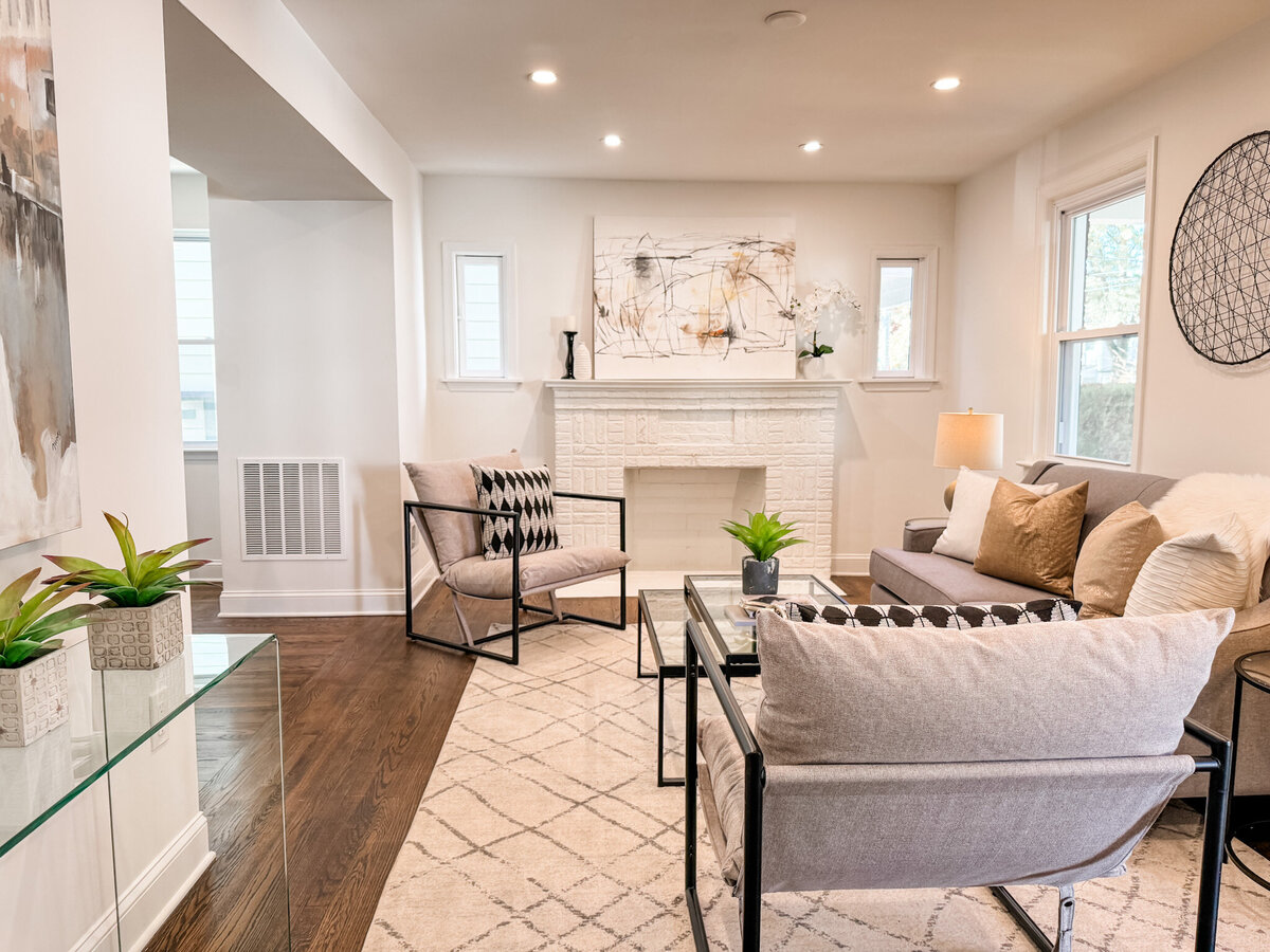 Living room showing fireplace
