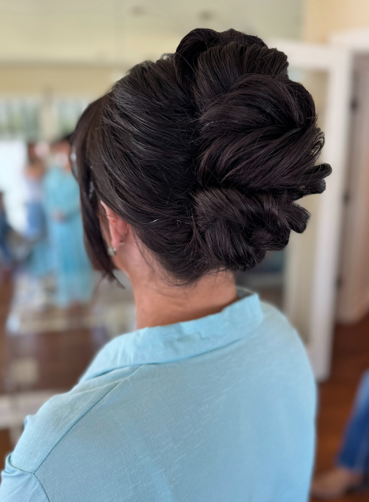 midi bridal bun textured updo dark hair