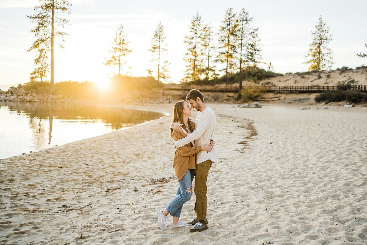 lake tahoe sandy beach couples photos