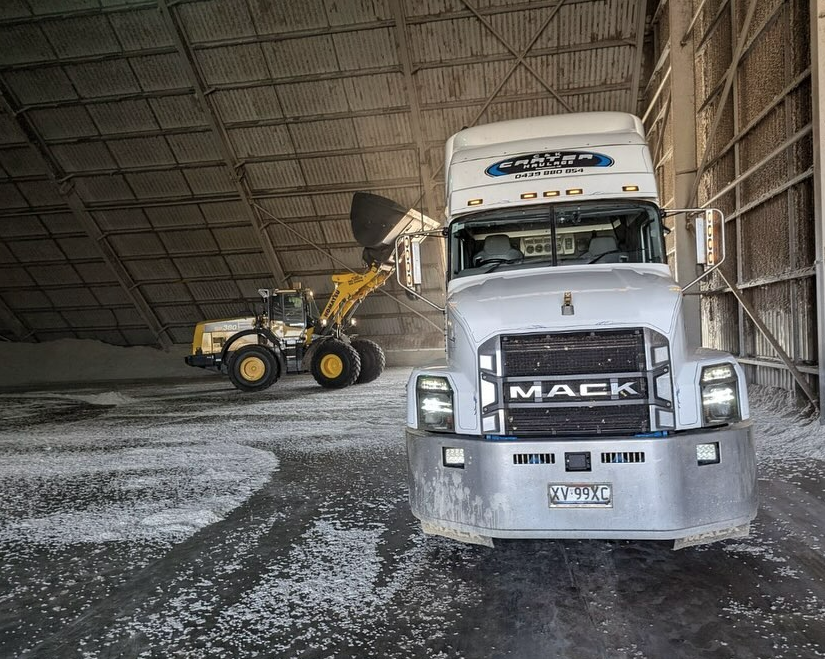 C & K Carter Haulage Truck being loaded with cotton seed and rice husk for its next delivery 