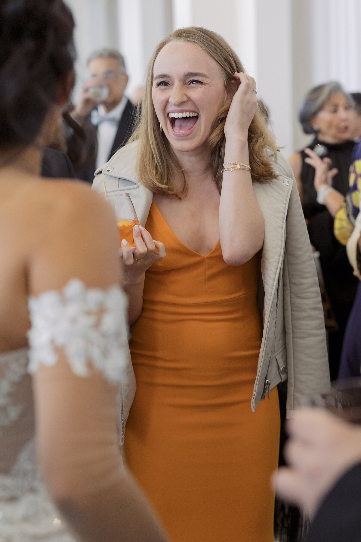 Guests mingle during cocktail hour at Belle Mer Newport.