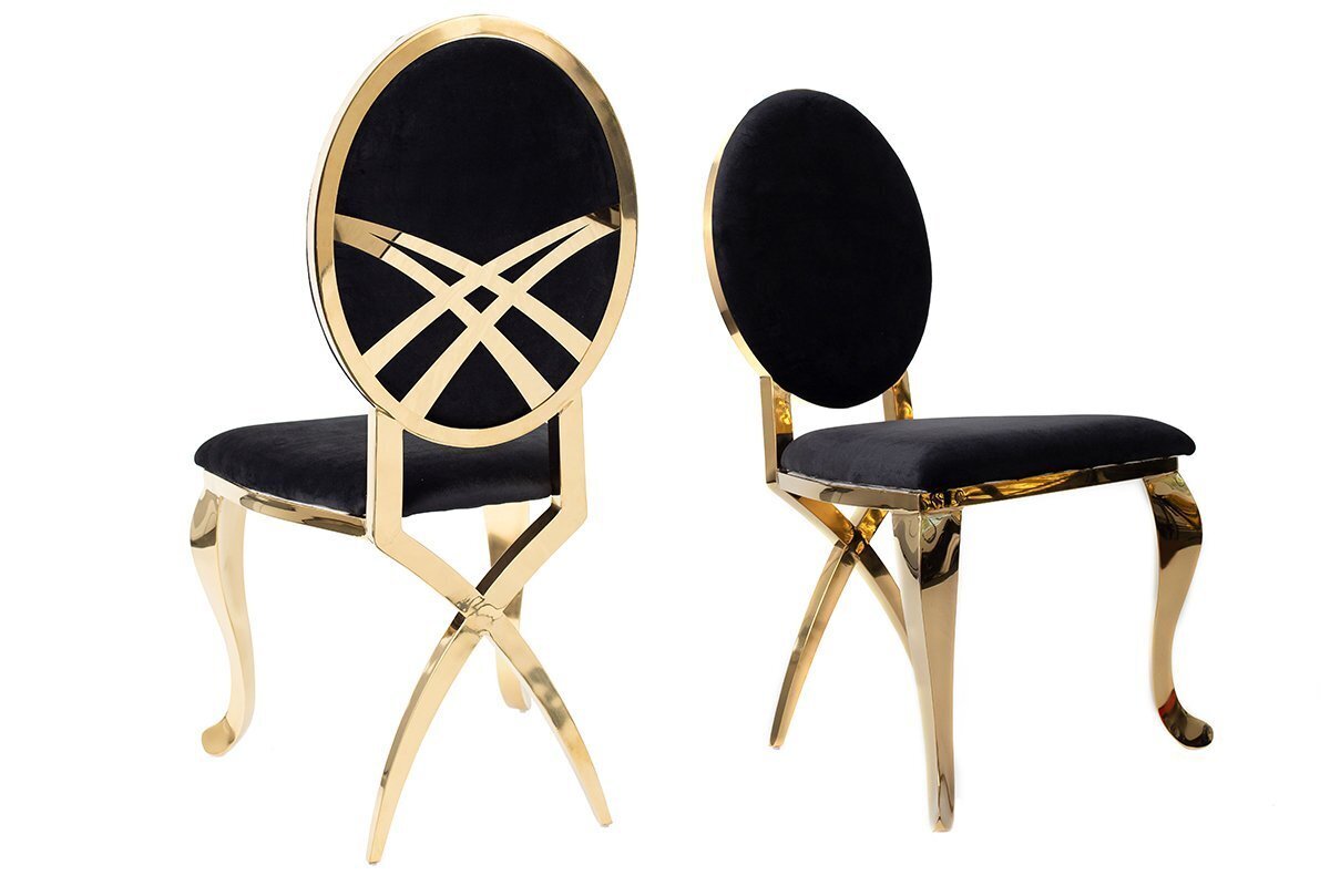 Gold and black chairs shown on pure white background
