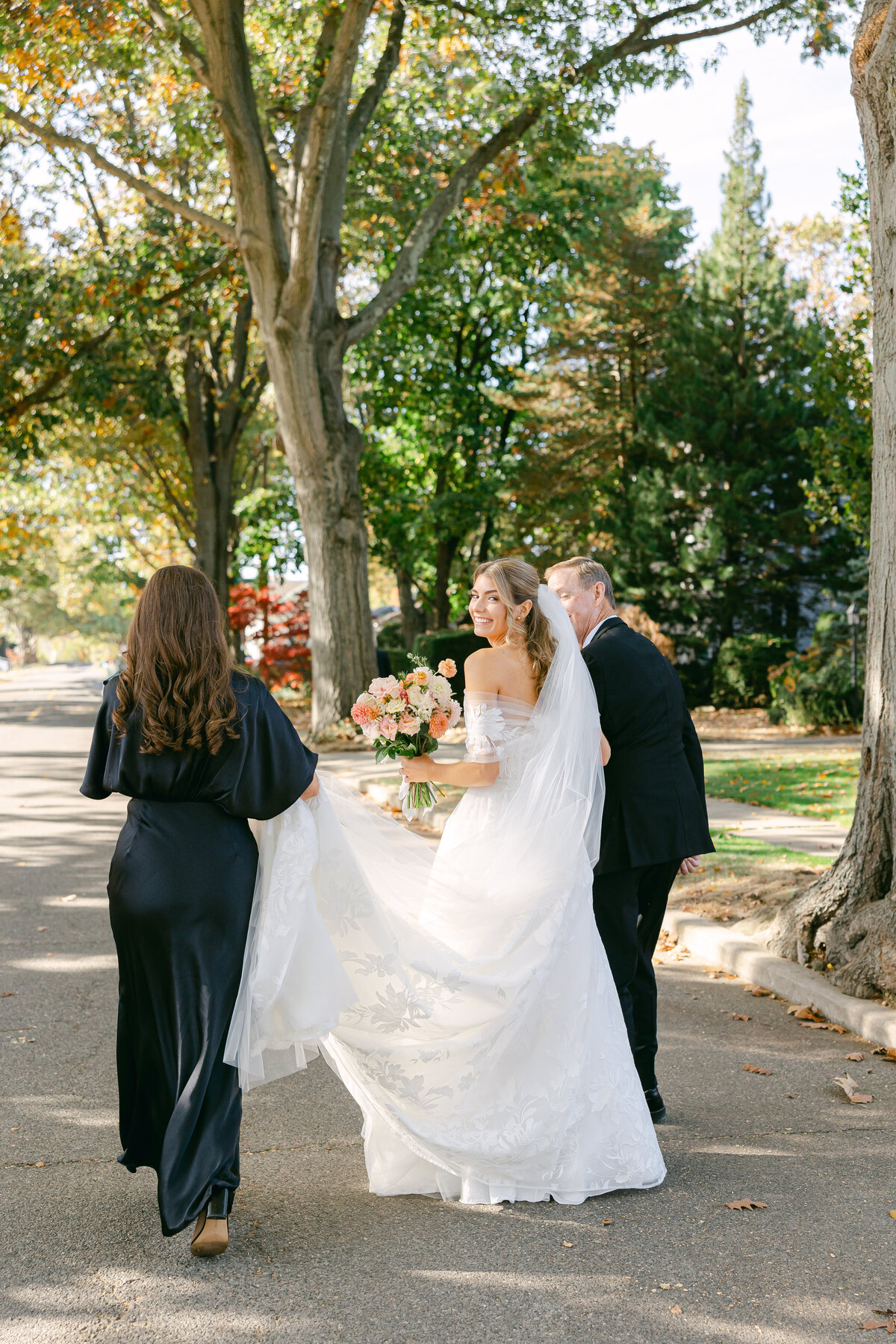 Saint Anne's Church Garden City Wedding, Long Island Wedding Photographer, NY Wedding Photographer,  Bride walking to church photos