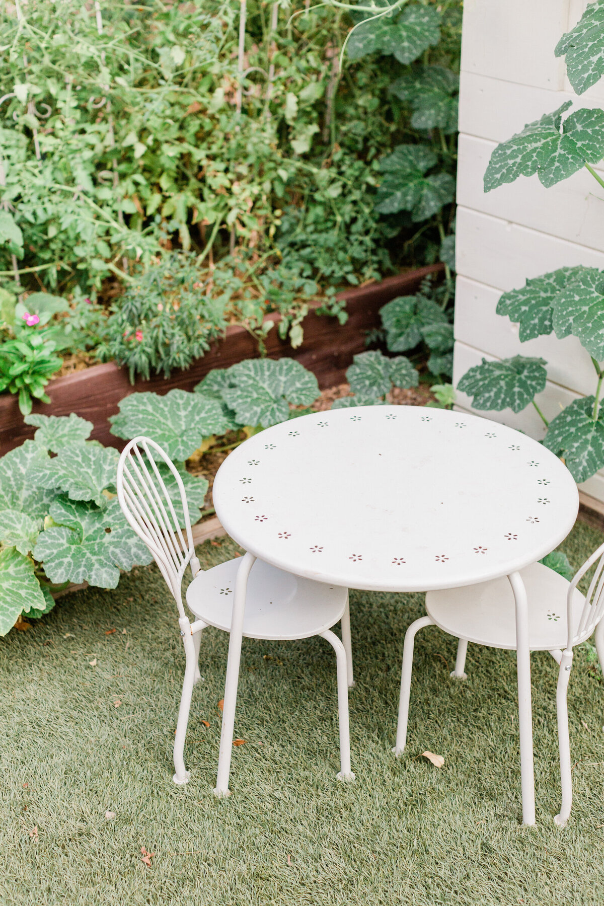 Bistro Set in Backyard