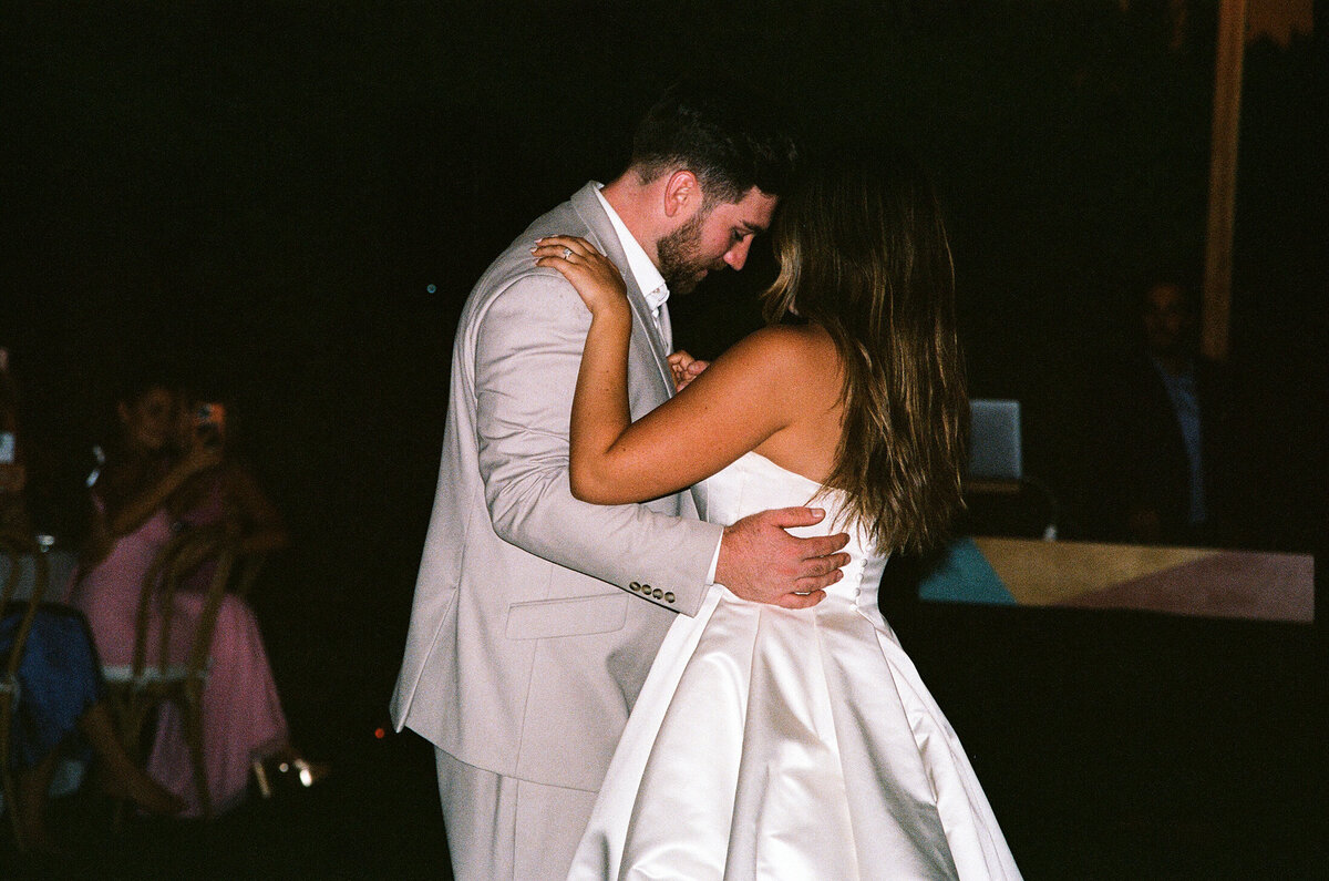 Bride and groom first dance shot on 35mmfilm Cache Estate wedding