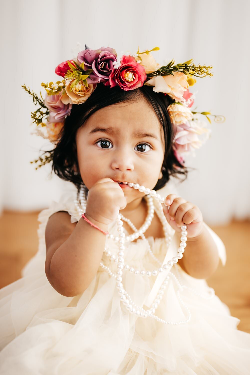 baby during first birthday photos