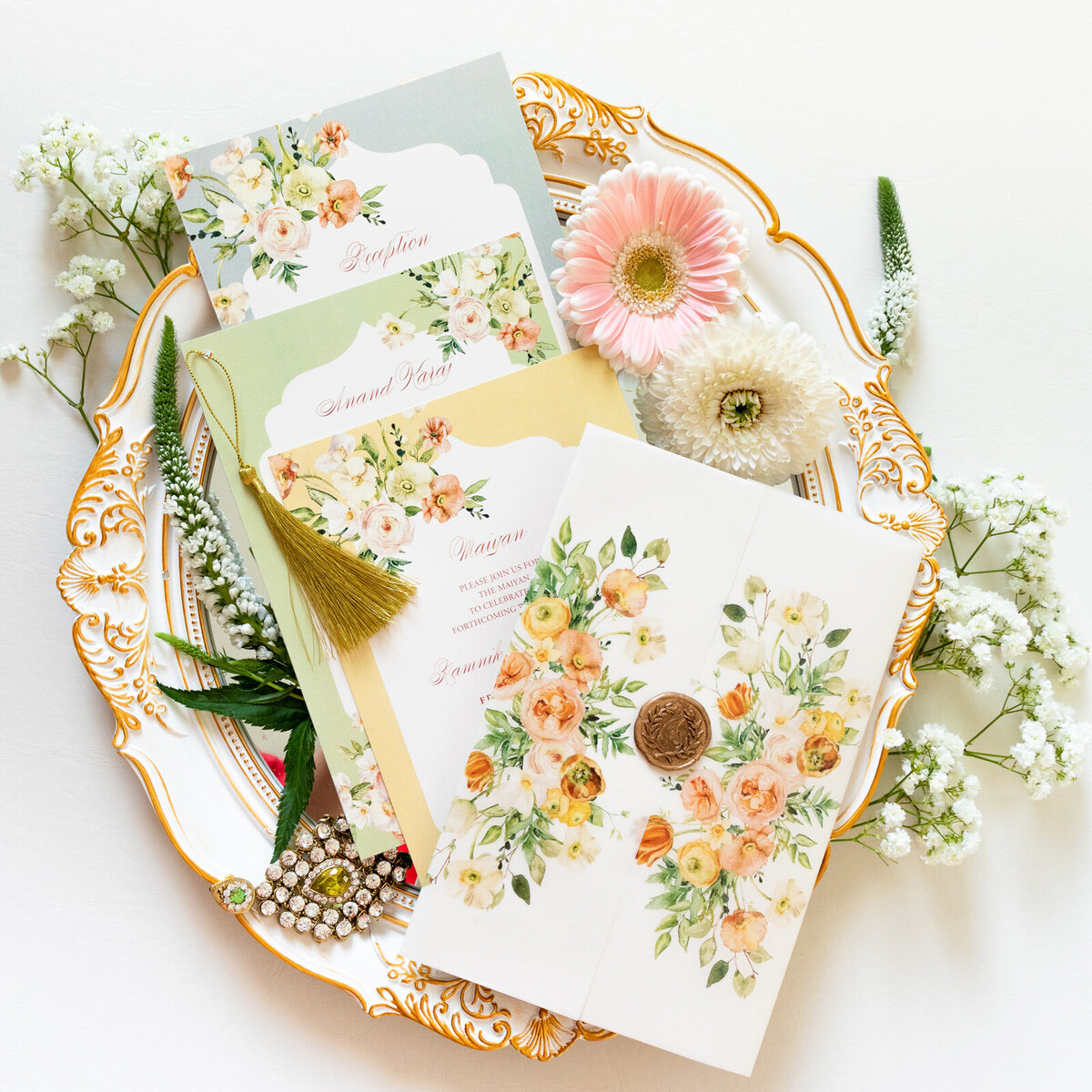 G Designers Summer Florals Sikh Wedding Invite 1