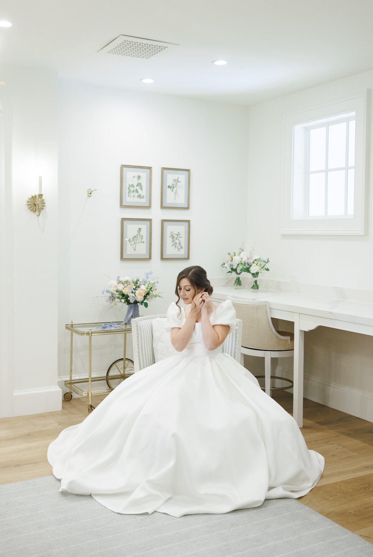 The bridal suite at Twenty and Creek, with all white details
