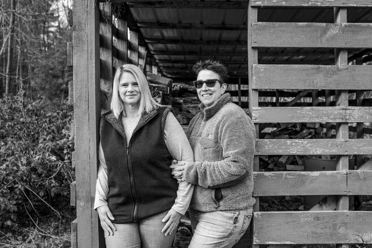 Kristian and Tiffany in front of barn