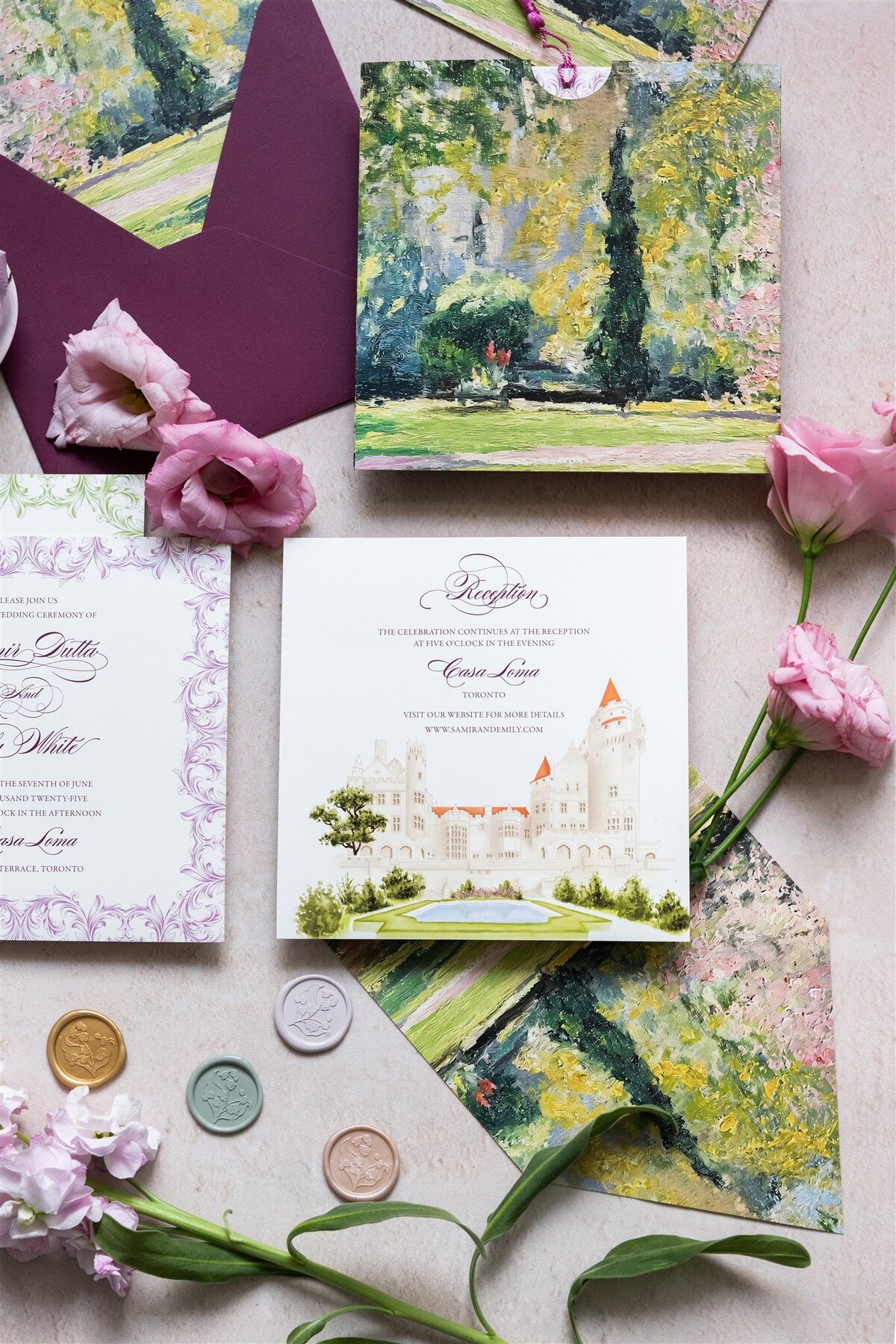 Casa Loma garden inspired wedding invitation 5
