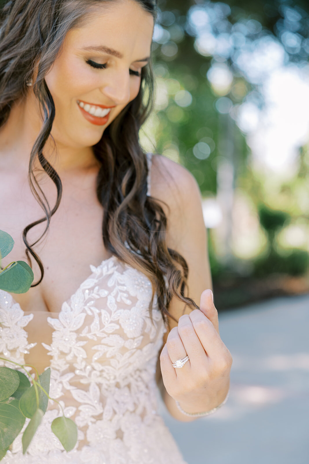Bride shows off her engagement ring