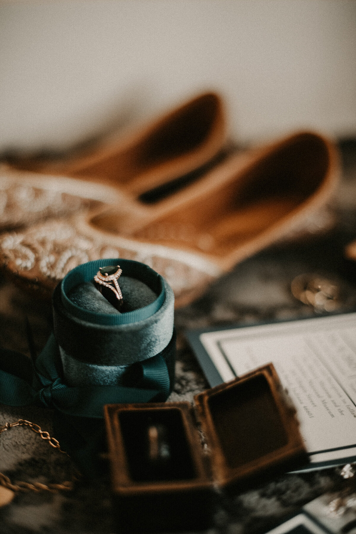 Elegant emerald ring detail shot