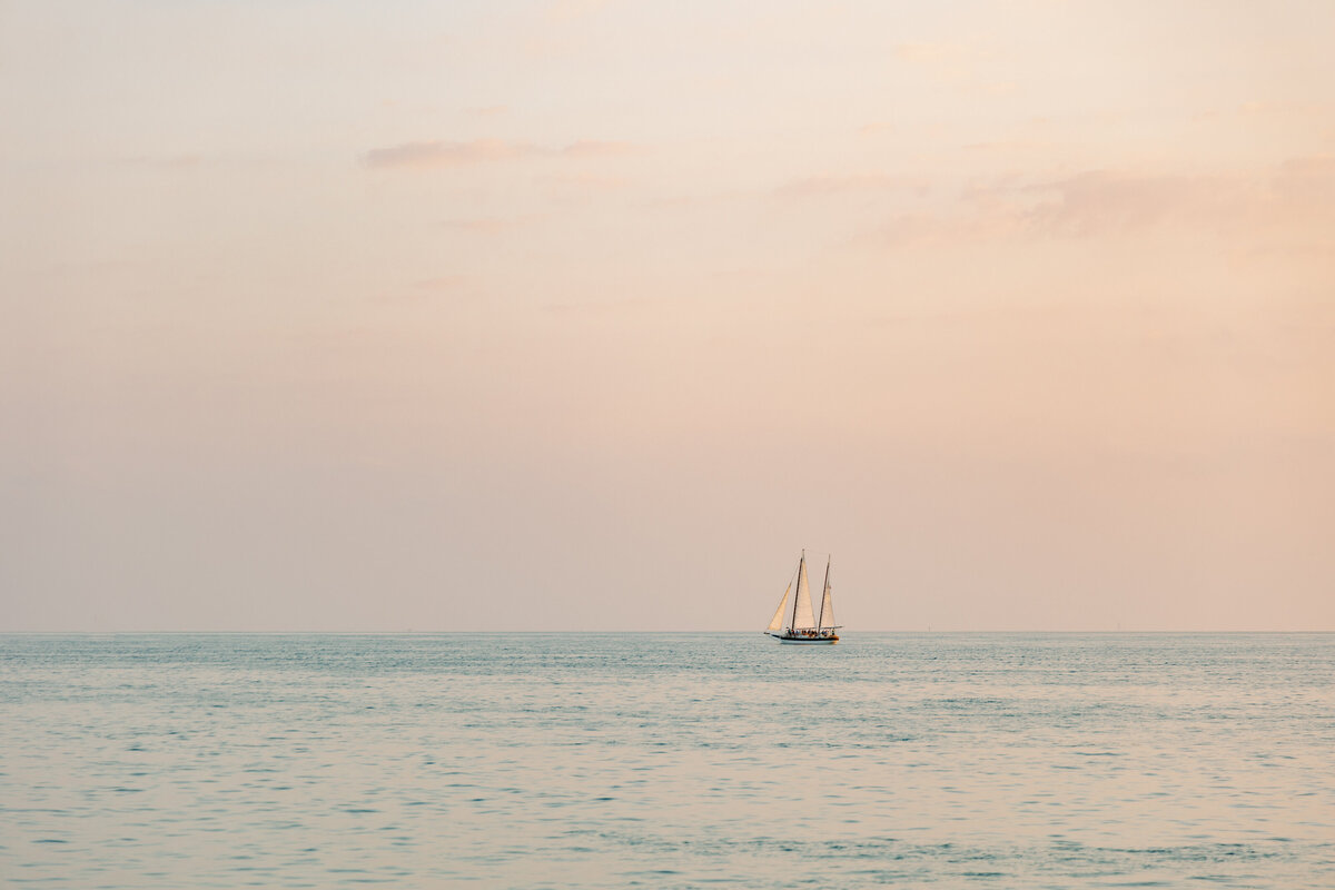 Film Photograph of Sailboat at Sunset