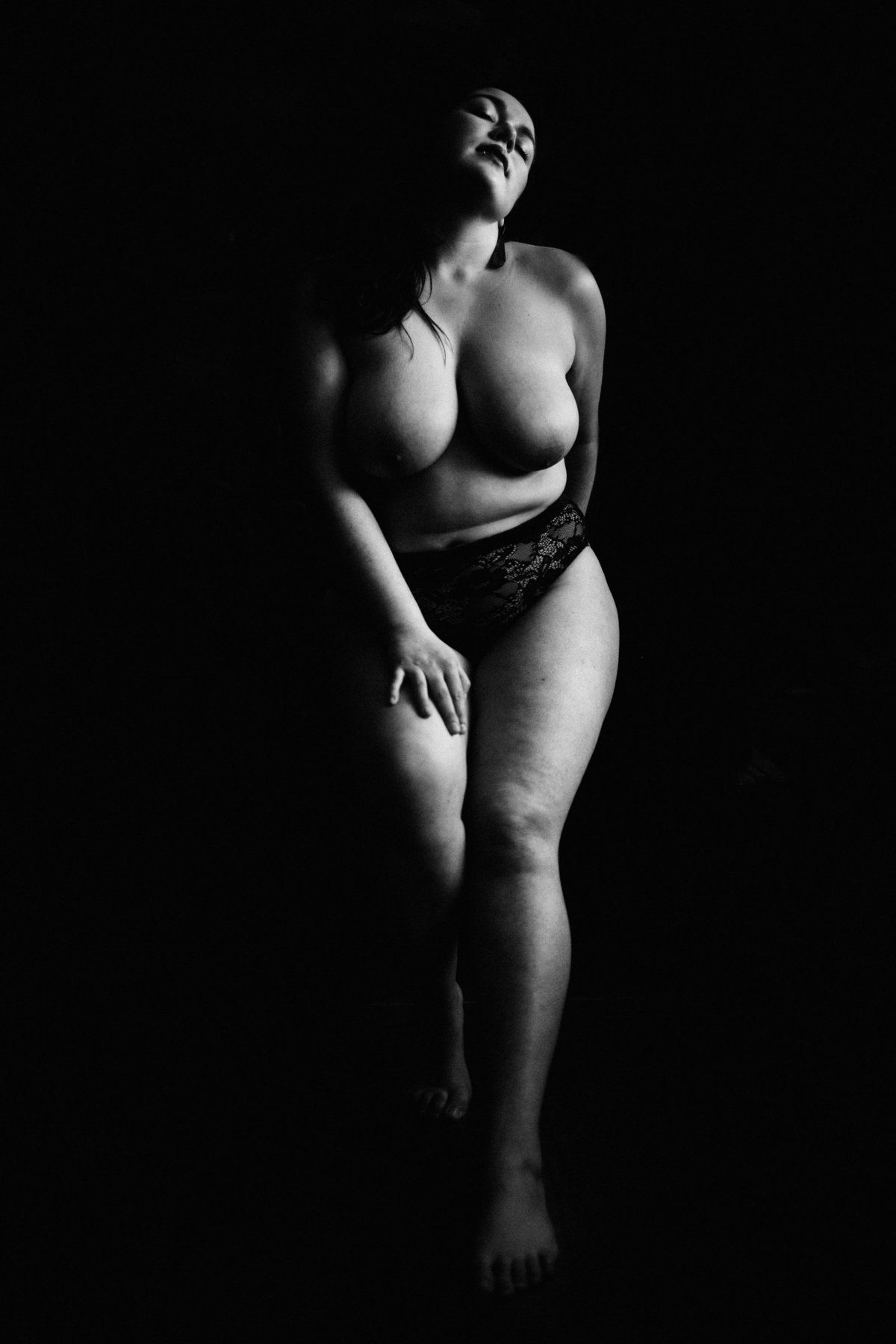 full body portrait of topless woman