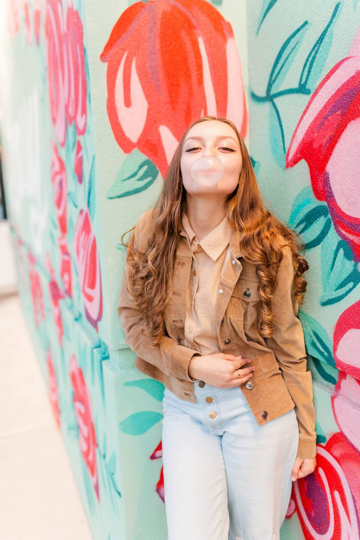 Senior girl in downtown Winston Salem, NC