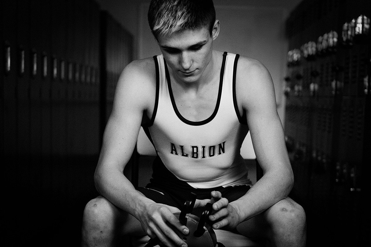 Laura Luft High School Senior Photography Elba NY  Albion Central High  School Boy Guy Urban Wrester Wrestling Red Sneakers Session-08