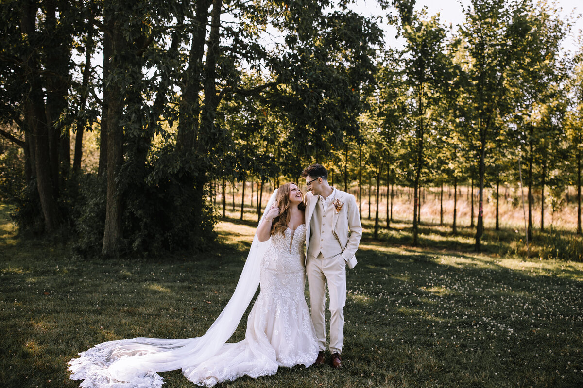 Bride and groom at their Pinehall at Eisler Farms wedding. 