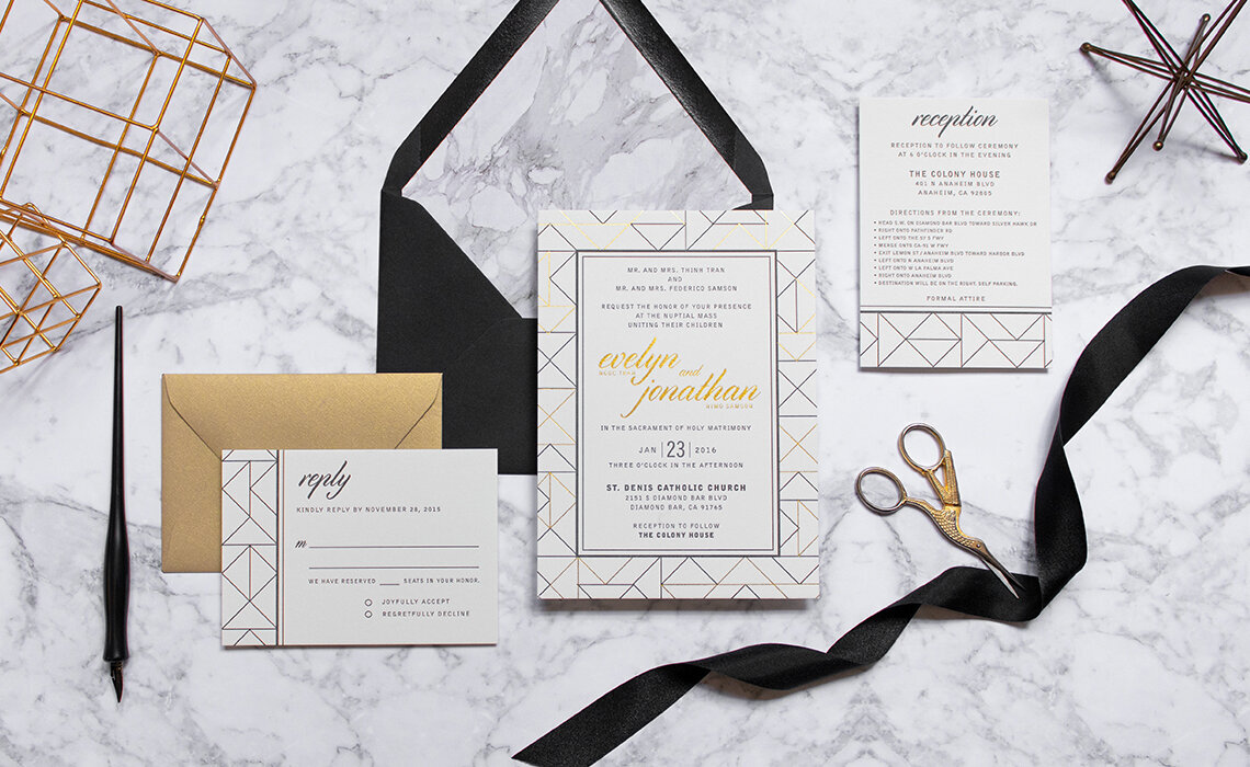 Personalised HANDMADE Gatsby Wedding Day Invites Evening Invitations Envelope