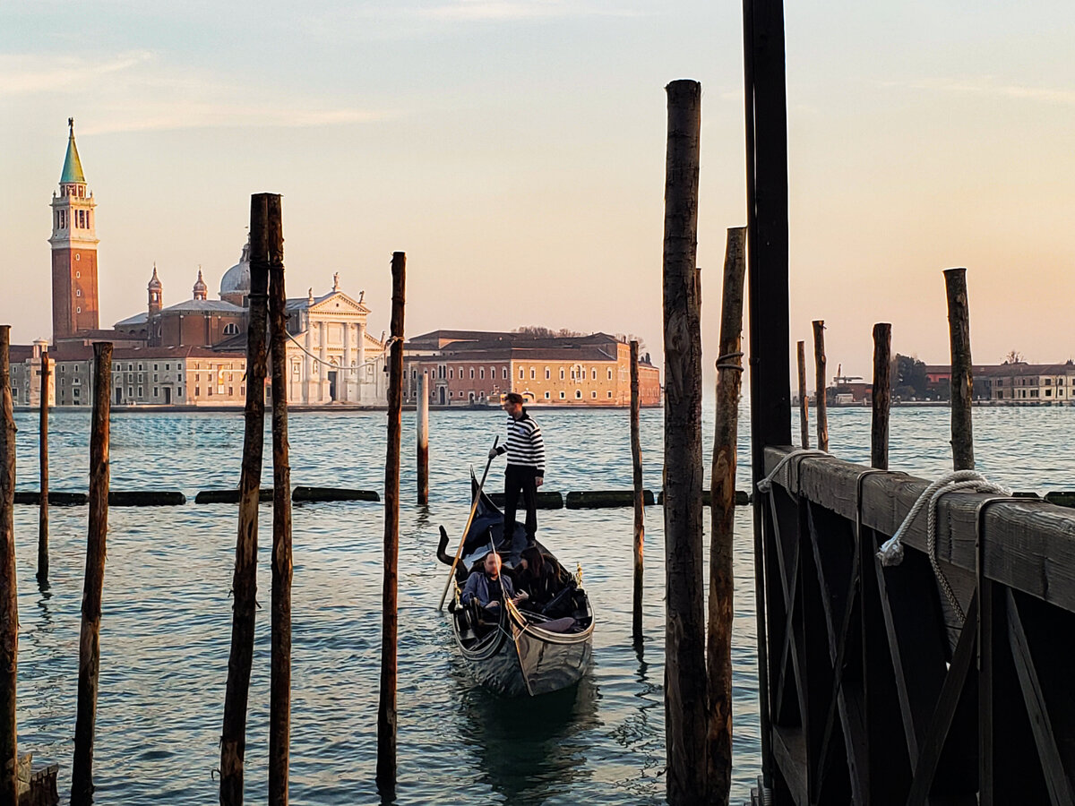 Lone Gondola in Venice, Italy