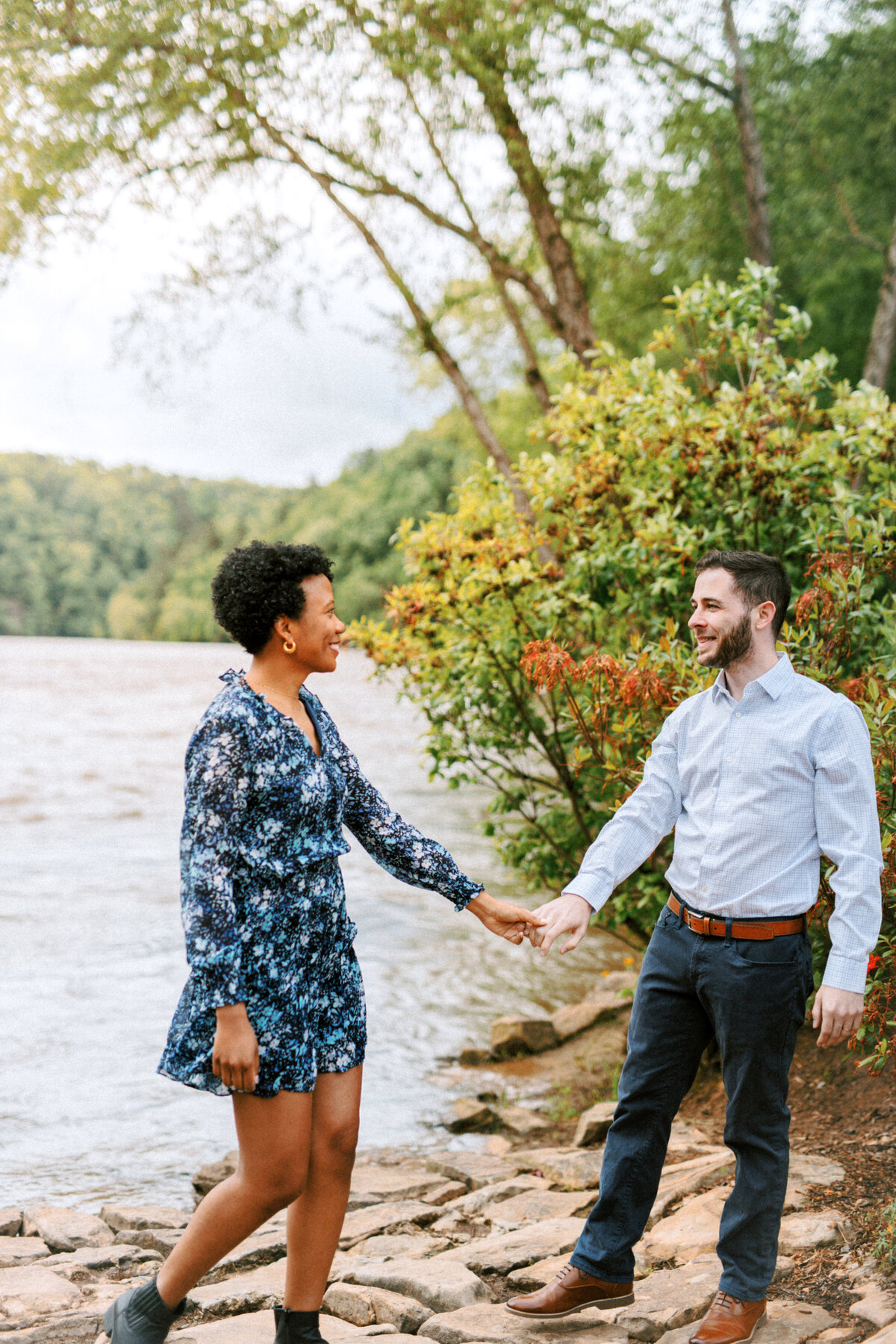 Chattahoochee Coffee Company couples engagement photography session on Chattahoochee River in Atlanta, Georgia