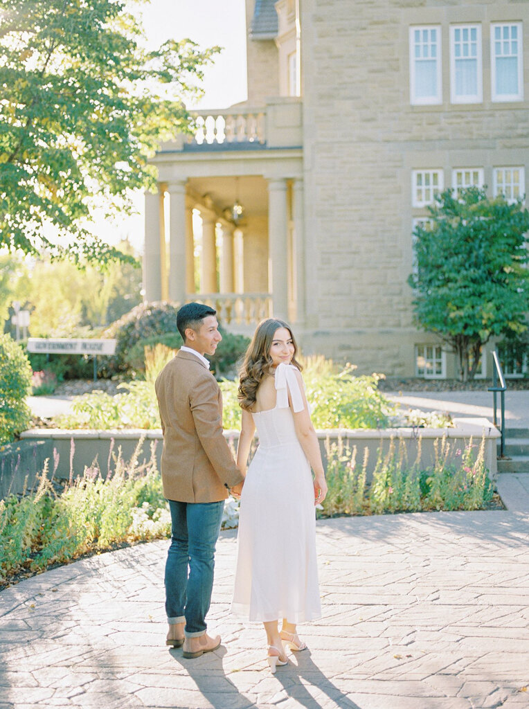 Beautiful engagement session inspiration, wearing long pink flowy dress, captured by Jenny Jean Photography, timeless and elegant wedding photographer in Edmonton, Alberta. Featured on the Bronte Bride Vendor Guide.