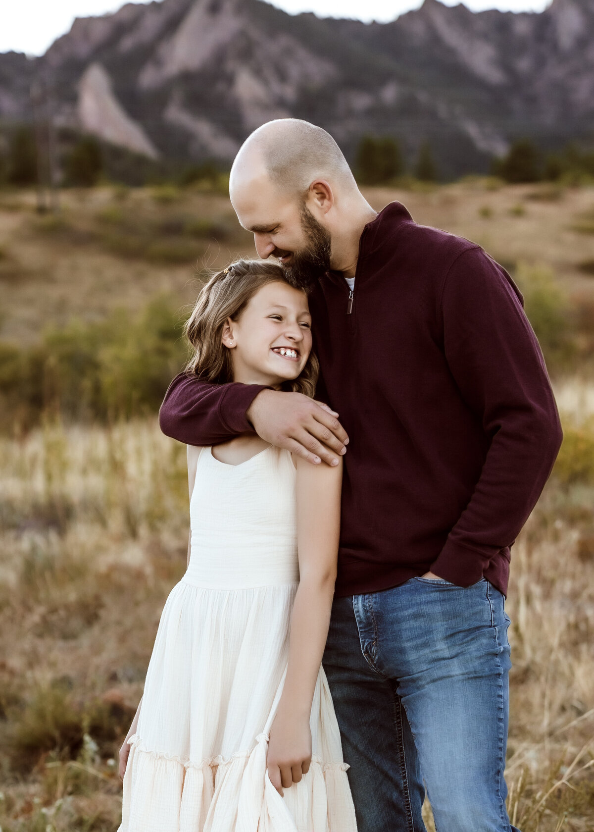 Father Daughter portrait in Denver Colorado at sunset in the summertime