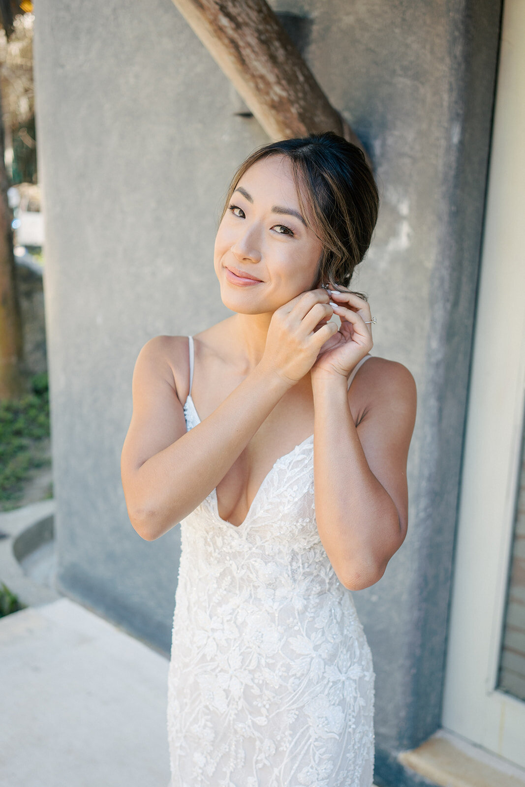 Bride getting ready at Cabo wedding