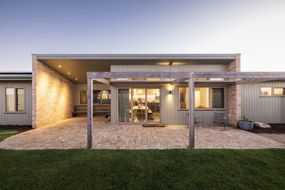 House facade timber brick