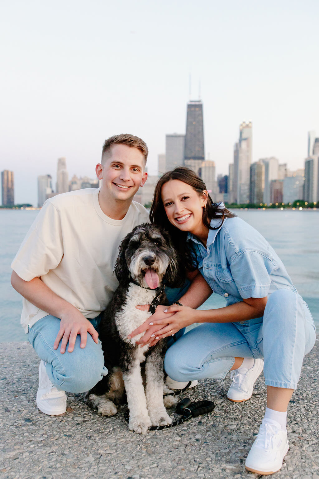 An engagement photography session at The Wrigley Building and North Ave Beach in Chicago, Illinois - 29