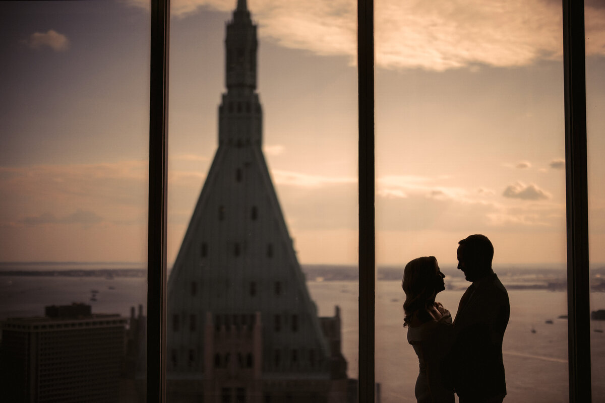 A rehearsal dinner at Manhatta with a view of the NYC skyline