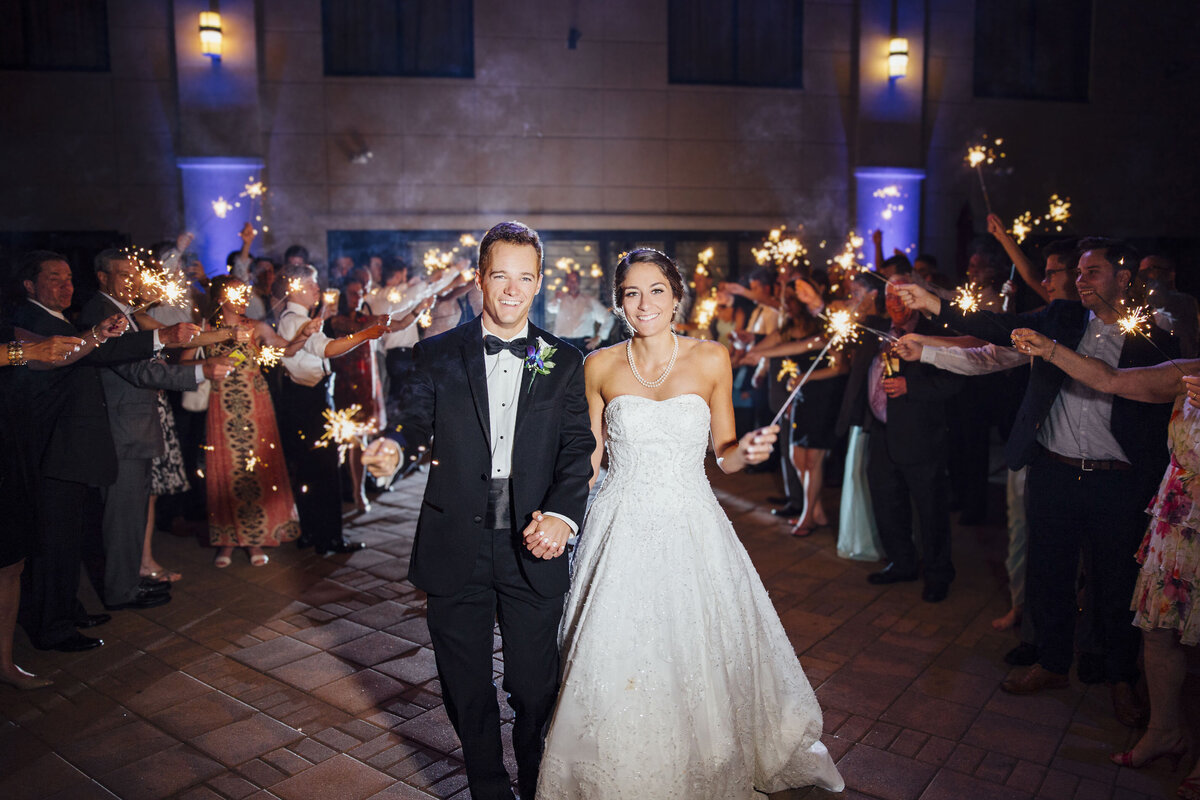 The Imperia | Bride and groom walking through sparkler exit during wedding photo | Somerset, New Jersey