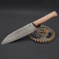Antiqued Kitchen Utility Knife - Hand Forged 1084 Steel and Black Walnut Handle