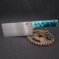 Artisanal 6-Inch Cleaver Knife - Handcrafted 1084 Steel Blade with Vibrant Turquoise Acrylic Handle