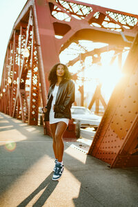 Portland Oregon Broadway Bridge Senior Photos Sunset