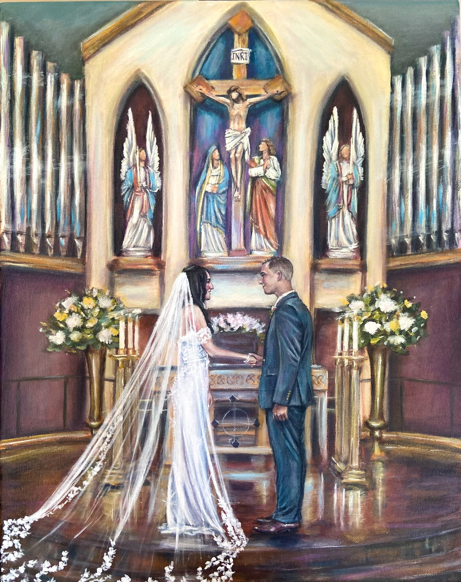 Live Wedding Painting at St Boniface Catholic Chapel in Edwardsville IL