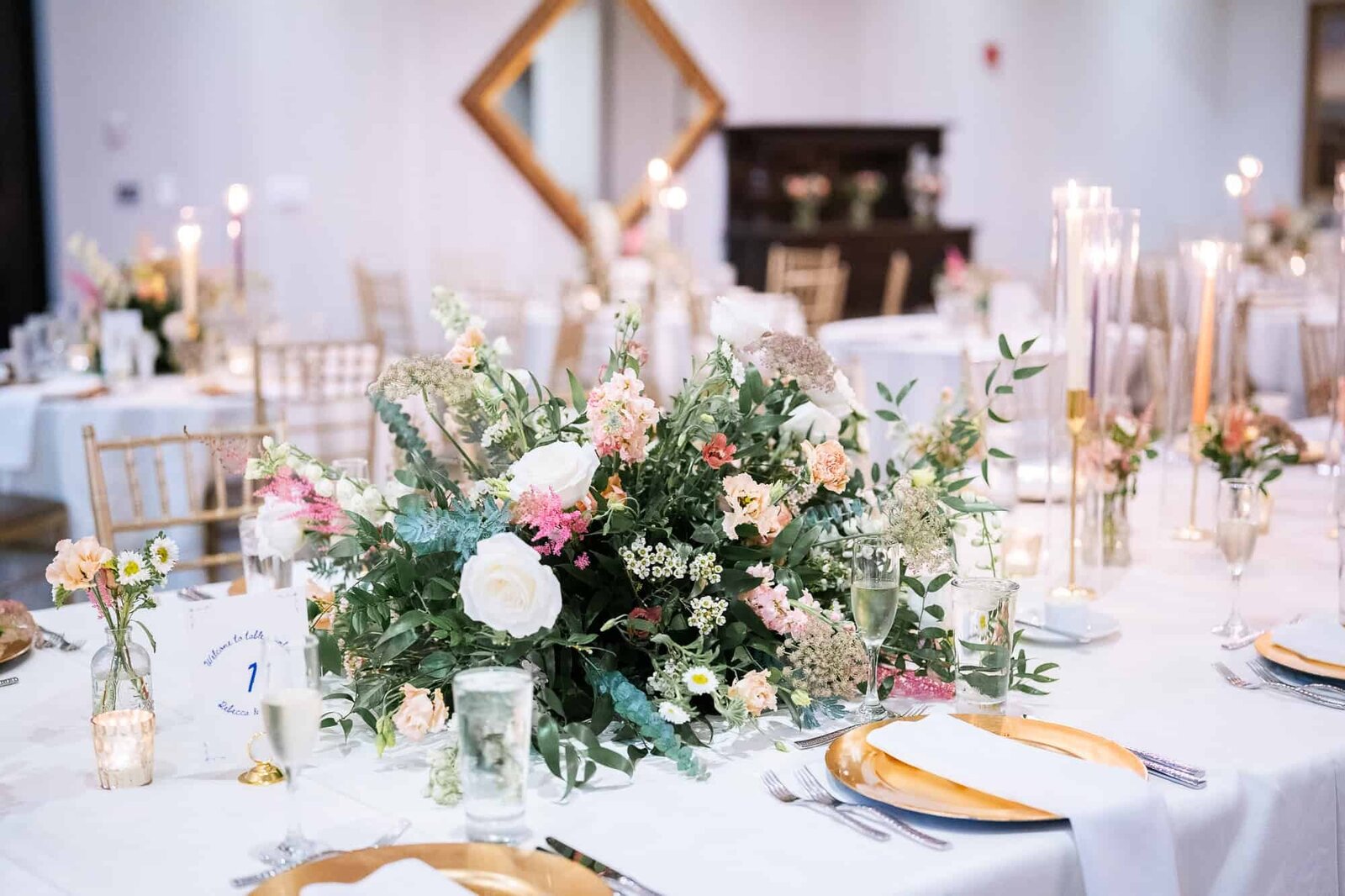 wedding reception decoration and setup at Casa Monica wedding