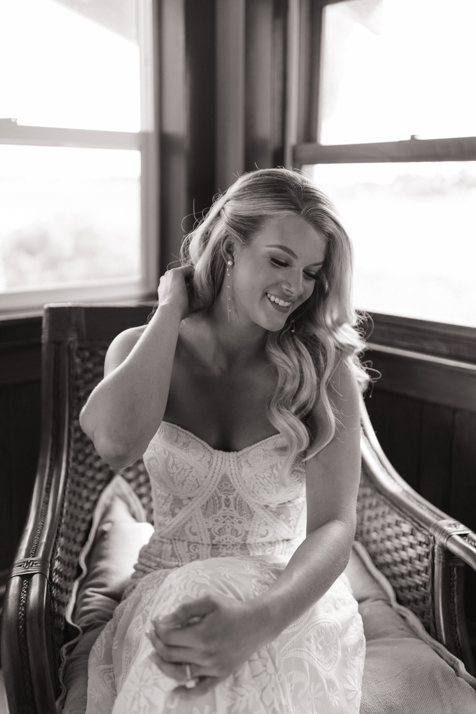 Close up portrait of bride during getting ready at McCall, Idaho wedding