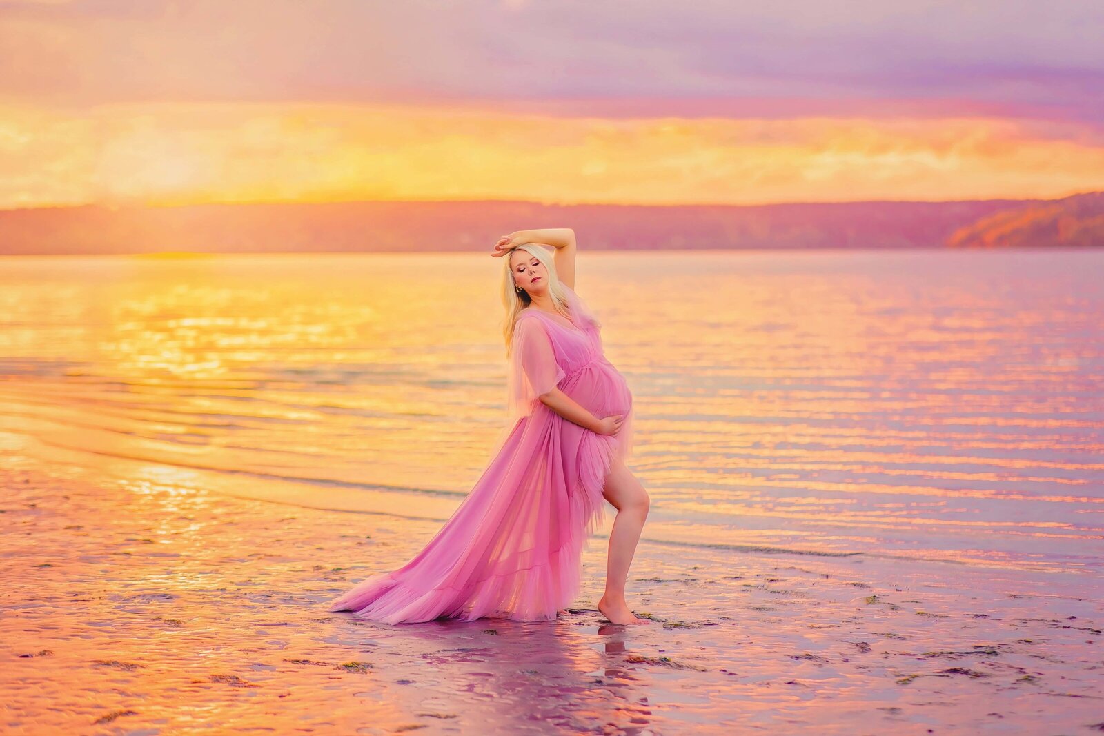 Sunset Beach Golden Hour Pregnancy