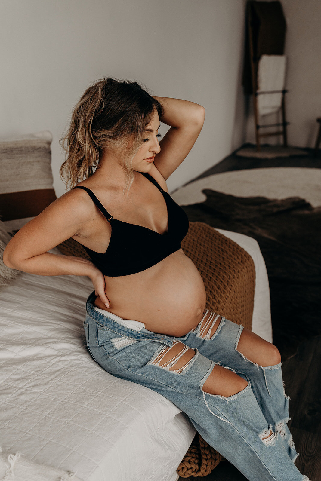 pregnant denim photoshoot