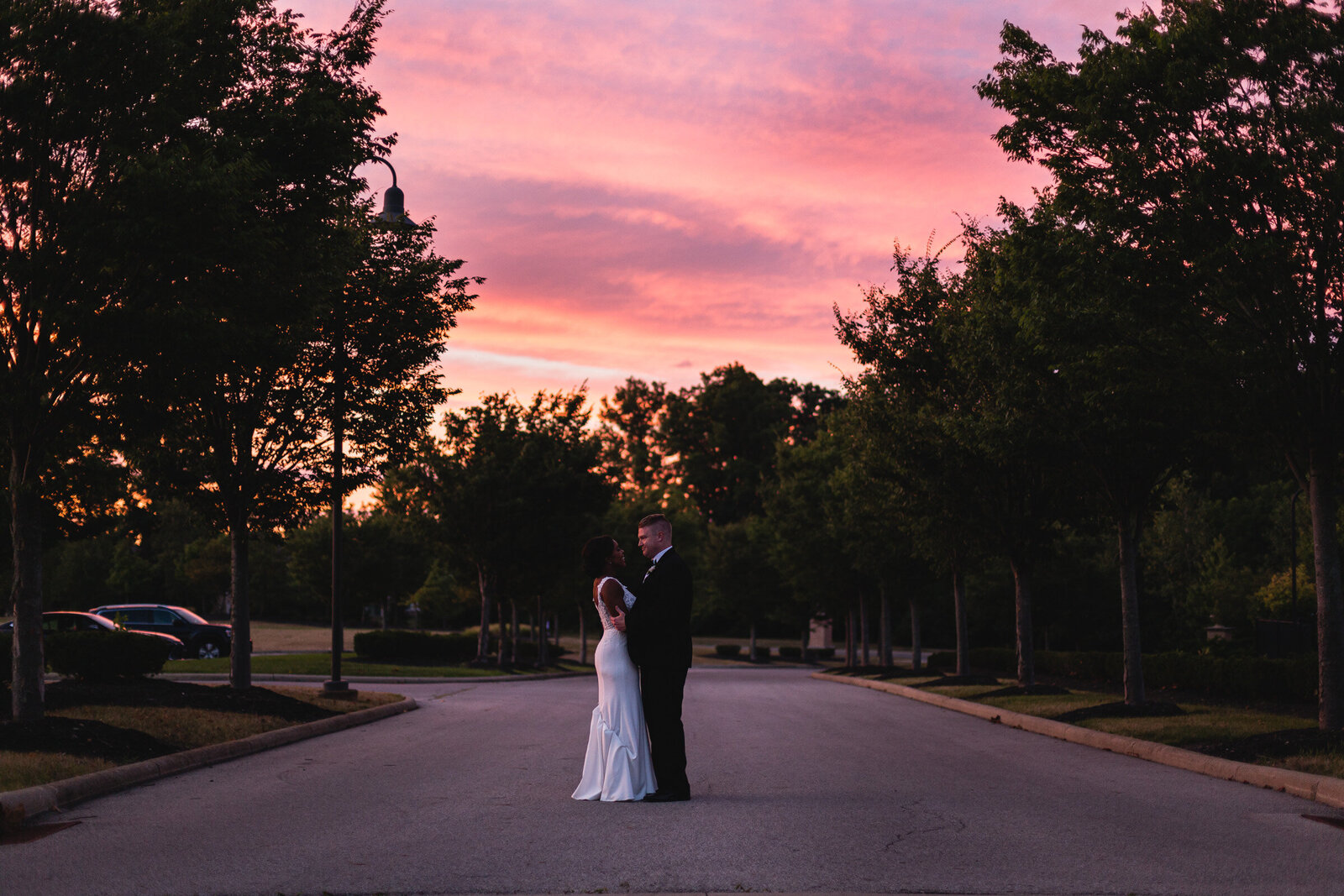 bride and groom sunset portrait corazon ohio