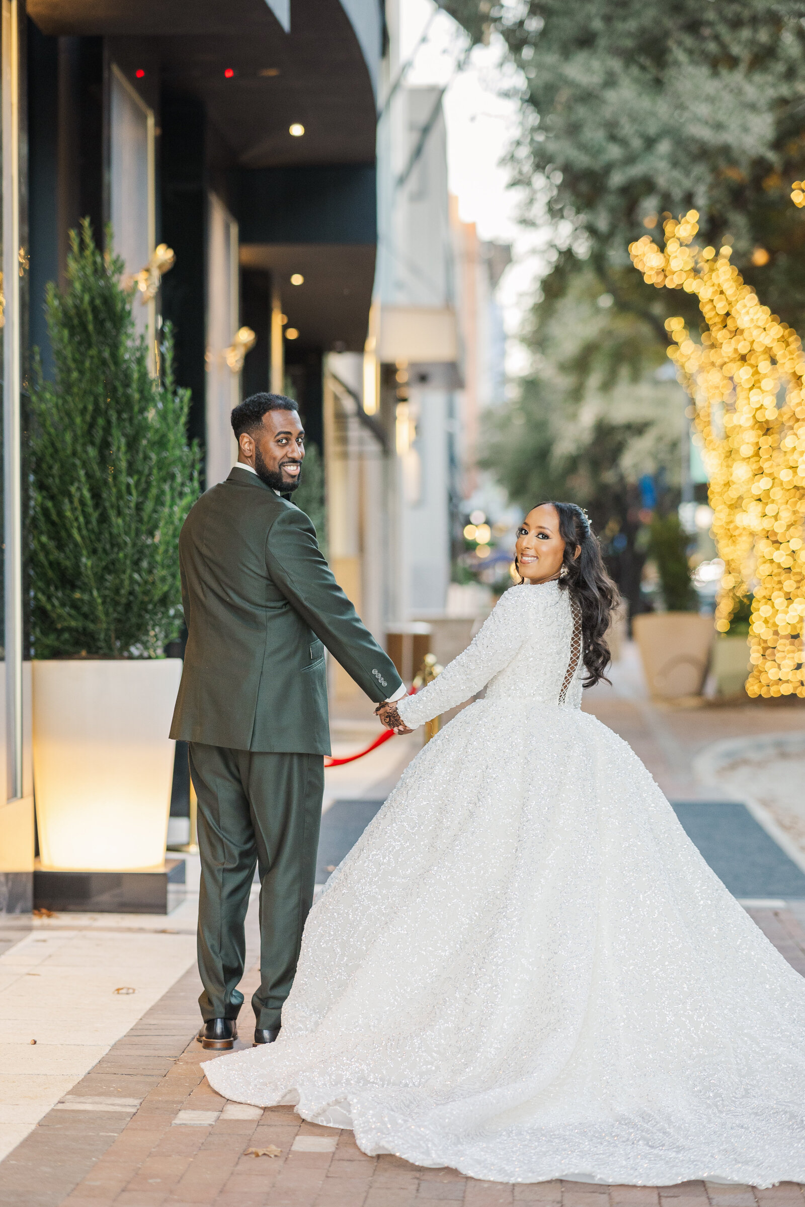 Bride and groom solo photoshoot outdoors before wedding