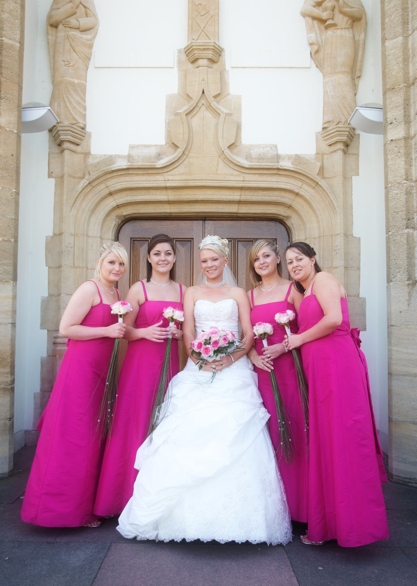 Brides mades in pink dresses Hertfordshire